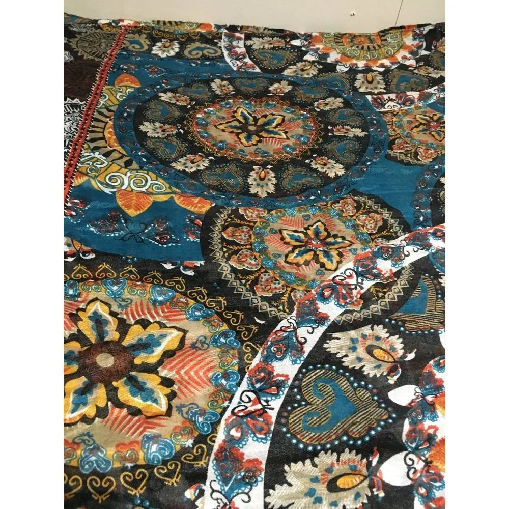 Lightweight multi colored circle patterned infinity scarf
